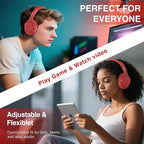 MIDOLA Bluetooth Headphones Over Ear 68H Playtime 6 EQ Wireless Headset with Microphone HiFi Stereo Foldable Lightweight Deep Bass for Travel Home Office Cellphone Red