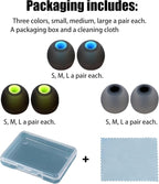 Earbud Replacement Tips - Silicone Earbuds in 3 Sizes (S, M, L) - Fit Most In-Ear Earbuds (Inner Hole 3.8mm -5.1mm) - 9 Pairs