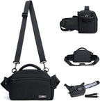 Cwatcun Waist Camera Case DSLR SLR Bag Sling Shoulder Camera Bag Water Resistant Pack for Camera Carrying Case for photographer Hiking Shooting Traveling Men Women