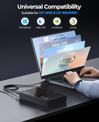 ORICO 3.5" External Hard Drive Enclosure SATA III to USB3.1 Type C for HDD Tool-Free Installation Supports UASP and 20TB Drives - Black
