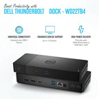 WD22TB4 Dell Thunderbolt 4 Dock 40Gbps USB-C/USB-A 1 Year Warranty - Docking Station with 180W, HDMI, DisplayPort Cables & Cleaning Cloth – Supports Dual/Triple Monitors & 4K Displays