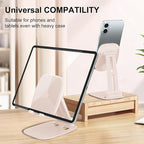 DEERLAMN Cell Phone Stand for Desk, Height Adjustable Cell Phone Holder Portable Desktop Stand, Travel Home Office Desk Accessories Compatible with iPhone 16/15/14/13/12/11 All Smartphone - Pink