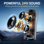OHAYO Portable Bluetooth Speaker - IPX7 Waterproof, Wireless Stereo Pairing, 25-Hour Playtime, 24W Loud Sound, Bluetooth 5.3, Bass Boost, LED Lights, for Home/Shower/Outdoor/Beach/Travel, Gift Ideas