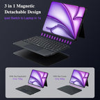 iPad Keyboard Case for iPad Air 13 inch (M3 M2 2025 2024),Pro 12.9 inch 6/5/4/3rd Gen,Flex Magnetic Detachable Bluetooth Keyboard with Trackpad,Springy Backlit Keys,Slim iPad Case with Stand (Black)