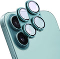 2 Pack Camera Lens Protector for iPhone 16 / iPhone 16 Plus,[Not Easy to Breakn ] AR Tempered Glass Strong Adsorption Metal Camera Cover Screen-Darkcyan