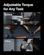 HOTO PixelDrive Electric Screwdriver, Smart Display, 6 Torque Settings, 0.5 to 6 N·m, 1/4'' Hex 30 Bits, LED Light, 2000 mAh Rechargeable Cordless Screwdriver Set for Electronics, Home Repair