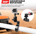 Jerbor Aluminum UTV ATV Camera Mount Holder 360° Compatible with 1.75"-2" Roll Bar and Tube, Fit for GoPro Hero,for Insta360 and Other Action Cameras