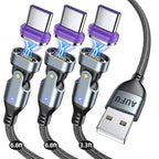 AUFU 16PIN USB C Magnetic Charging Cable (3Pack, 3.3/6.6/6.6ft), 180° Rotation Magnet Charger Cable/Magnetic USB C Cables/Magnet Phone Charger/Data Transfer Charging Cables for Phone/Tablet/Laptop