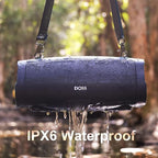 DOSS Extreme Boom Pro D100 Bluetooth Speaker with 140W Peak, 70W Bold Sound, Extra Bass, 24H Playtime, Beat-Sync Lights, Built-in Battery Sharing, IPX6 Waterproof, Portable Strap for Outdoor-Blue