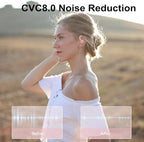 Wireless Earbuds Bluetooth 5.3 Headphones Sports, 48Hrs Playtime Bluetooth Earbuds with CVC 8.0 Mic, 2025 Stereo Bass Over Ear Bud with Earhooks, LED Display, IP7 Waterproof Earphon for Running Rose