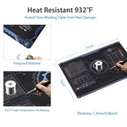 KooMall 24x16 Inch Anti Static Rubber Mat Kit for ESD Sensitive Electronic Device Repair, Soldering, PC Building, Assembly, Table Work, With Grounding Plug Cord, Antistatic Wrist Strap, Heat Resistant