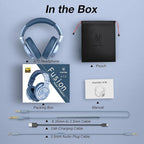 OneOdio A70 Bluetooth Over Ear Headphones, Wireless Headphones w/ 72H Playtime, Hi-Res, 3.5mm/6.35mm Wired Audio Jack for Studio Monitor & Mixing DJ Guitar AMP, Computer Laptop PC Tablet - Sky Blue