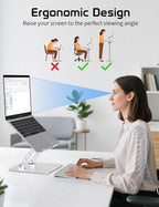 Aluminum Laptop Stand for Desk – Adjustable Ergonomic Laptop Riser, Foldable & Portable Holder Fit for MacBook & 10"-16" Laptops for Office, Home & Travel,Silver