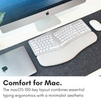 Macally Bluetooth Ergonomic Keyboard, Wireless Split Keyboard, Carpal Tunnel Comfort, Ergo Rechargeable Split Wrist Key Board - Backlit Apple 100 Key Layout for MacBook Pro/Air, iMac