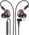 Vibes 201M Wired Earbuds in-Ear Headphones with Mic, Noise Cancelling Bass Driven HiFi Earphones, Tangle-Free Braided Cord, Carry Case, Ear Buds Tips, 3.5mm Jack, Secure Fit (Clear Brown)