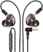 Vibes 201M Wired Earbuds in-Ear Headphones with Mic, Noise Cancelling Bass Driven HiFi Earphones, Tangle-Free Braided Cord, Carry Case, Ear Buds Tips, 3.5mm Jack, Secure Fit (Clear Brown)