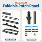 Everest 24 Port Keystone Patch Panel (2-Pack) - Removable 6-Port Panels - Use with Slim Profile Keystones ONLY (Wider Jacks May not fit Side by Side) - with Adjustable Rear Cable Management Bar