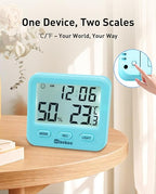 Wisebee Digital Indoor Hygrometer Thermometer, 2.9" Backlit Temperature Humidity Sensor Monitor for Baby Rooms, Home, Office, 1 Pack (Blue)