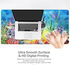Lokigo Desk Pad Cool Cat, Big Desk Mat Cute Cat Ocean Underworld Extended Large Gaming Mouse Pad for Desk Boys Girls Non-Slip Rubber Base Stitched Edges Mouse Mat Office Home Laptop Desk Matt