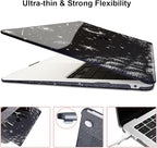 for MacBook Air 13 inch Case 2021 2020 2019 2018 Release M1 A2337 A2179 A1932, Glitter Crystal Black Pritned Pattern Plastic Hard Case Cover for Mac Air 13.3" M1 Touch ID, Stars & Moon