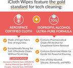 iCloth 70% Isopropyl Alcohol Large Screen and Electronics Wipes, Lint-Free, Streak-Free, Fast-Drying, Removes Dust and Fingerprints (100 Wipes)