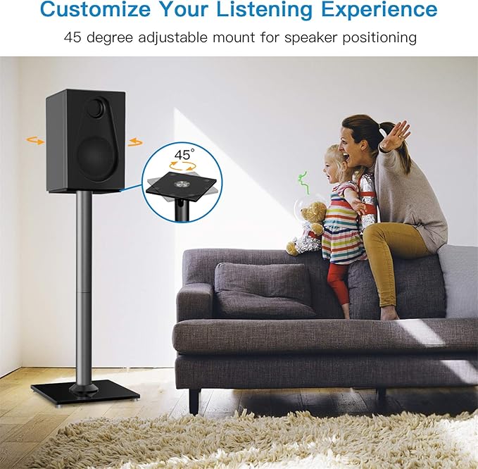 PERLESMITH Universal Floor Speaker Stands 26 Inch for Surround Sound, Klipsch, Sony, Edifier, Yamaha, Polk & Other Bookshelf Speakers Weight up to 22lbs - 1 Pair