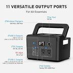 Portable Power Station 600W, Powkey 296Wh Battery Backup with 2 Pure Sine Wave AC Outlets, USB-C PD100W and 2 Wireless Chargers, Solar Generator (Solar Panel Optional) for Outdoor Camping/RVs/Home Use