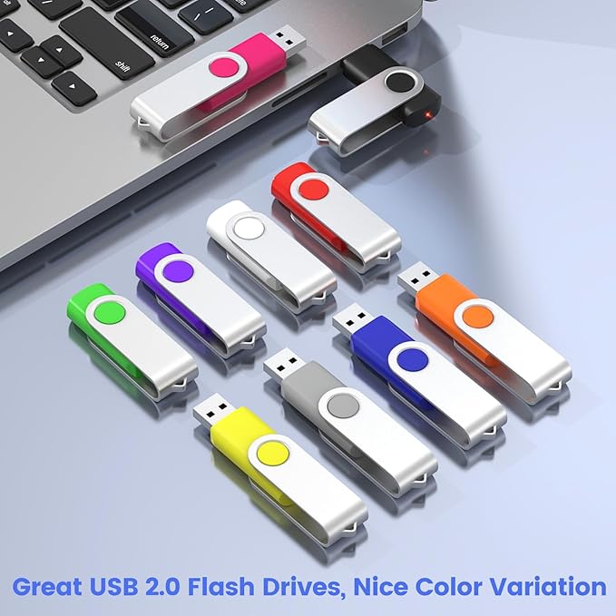 ABLAZE 2GB Flash Drives 500 Pack, USB 2.0 Thumb Drives Bulk Swivel Memory Stick Bulk USB 500 Pack Pendrives 2GB (Mixcolors)