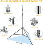 9.2 x 10 Ft Stainless Steel Backdrop Stand Heavy Duty, MSKIRA Adjustable Backdrop Stand Background Support System Kit for Photography, Parties, or Weddings with Clamps, Carry Bag