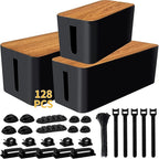 Cable Management Box 3 Pack with 125PCS Cable Management Kit for Power Strip to Hide Wires,Cord Organizer Boxes,Safe ABS Material Wire Organizer of Cable Clips Sleeve for Home & Office