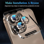 YWXTW Camera Lens Protector for iPhone 16 Pro/iPhone 16 Pro Max, [1 Step Installation Tray] Tempered Glass Screen Protector Metal Individual Camera Cover Accessories Case Friendly (Desert Titanium)
