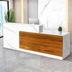 Reception Desk with Counter Modern Checkout Counter with Lockable Drawer Keyboard Tray Receptionist Desk for Office Salon Reception Table M Right 79inch/200cm