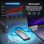 Hiearcool USB C Hub Ethernet,4K@60 USB-C to HDMI Hub,8in1 Multi-Port USBC Adapter Type C Dock Dongle Compatible for MacBook Pro Air iPad Dell Lenovo