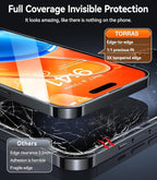 TORRAS Top-Notch Military-Grade Shatterproof for iPhone 15 Screen Protector [Most durable 9H+ Glass,Unbreakable from 12-foot Drop] for iPhone 14Pro&iPhone 15, Diamond Shield 2 Packs