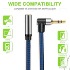 3.5mm Male to Female Extension Stereo Audio Extension Cable 25FT, Cotton-Braided Audio Extension Cable, Stereo Jack Cord for Phones, Headphones, Speakers, Tablets, PCs and More