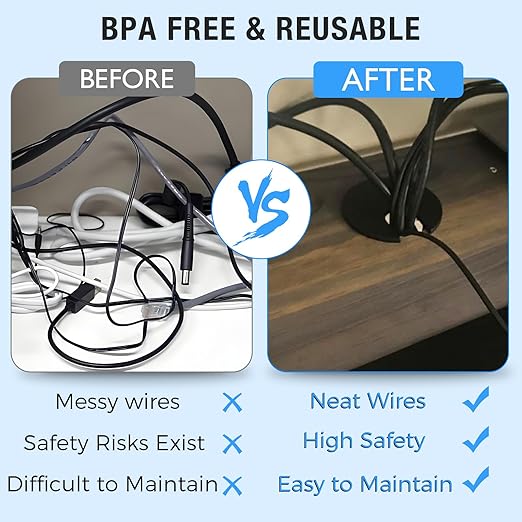 Desk Grommet 1-3/8" (35 mm), Desk Cord Hole Cover, Cable Grommet Metal Zinc Alloy Materilal, Desk Hole Grommet for Office and Home Table Cable, Detachable Cable Cord Organizer (Bright Silver 1 Pcs)