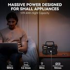 600W Portable Power Station EM600, 599.4Wh 162000mAh Solar Generator with USB-C PD 100W, Pure Sine Wave AC, 10 Outputs, Wireless Charging for Outdoors Camping Travel, RV, Home Backup(SOS Light)