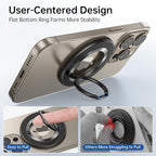 Syncwire Magnetic Phone Ring Holder for MagSafe, Magnetic Ring Holder Cell Phone Grip Stand Finger Ring Kickstand with Two-Sided Magnetic Compatible iPhone 16 Pro Max 15 14 13 12 Android - Titanium