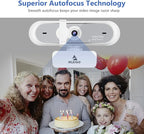 NexiGo N660P 1080P 60FPS Webcam with Software Control, Dual Microphone & Cover, Autofocus, HD USB Computer Web Camera, for OBS/Zoom/Skype/FaceTime/Teams/Twitch, White