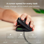 Contour Unimouse Ergonomic Vertical Mouse for Left Hand – Adjustable 35°-70° Angle, Customizable Thumb Rest, Wired, 6 Programmable Buttons, All Day Comfort and Pain Relief
