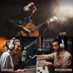 MAONO Professional Studio Monitor & Mixing DJ Headphones - Over Ear Closed Back Stereo Wired Headphones for Guitar AMP, Podcast, Recording, Streaming, PC, Music, Keyboard, MH700 Silver