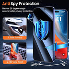 UniqueMe for iPhone 15 Plus / 16 Plus Privacy Screen Protector - [Military Grade Shatterproof & 9H+ Hardness] Tempered Glass Full Coverage Protection,Easy to install,2 Packs