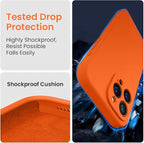 FireNova Designed for iPhone 15 Pro Case, Silicone Upgraded [Camera Protection] Phone Case with [2 Screen Protectors], Soft Anti-Scratch Microfiber Lining Inside, 6.1 inch, Neon Orange