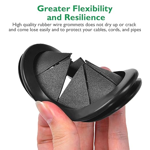 Rubber Grommets for Wiring, 1-9/16 Inch Drill Hole, 1-3/8 Inch ID, Firewall Grommets Automotive Cable Cords Hoses Protection, Double-Sided Rubber Plugs for Round Holes, 6 Pcs, 35x40 mm