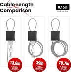 Cable Lock with 3 Keys | L 6.56ft(2m),D 1/6in(4mm) Adjustable Steel Cable Padlock | Aluminum Locks for Bikes, Gate, Lockers & Outdoor Gear | Weatherproof & Black