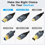 Coiled USB Extension Cable, 5Gbps Retractable USB A Male to Female Data Transfer Cord for Keyboard, Mouse, PlayStation, Xbox, Flash Drive, Printer, Camera(Extend up from 0.75FT to 3.3FT)