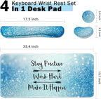 Large Mouse Pad and Keyboard Wrist Rest, Desk Pad for Keyboard and Mouse, 4-in-1 Large Gaming Mouse Pad with Wrist Support for Home Office Study Game-Stay Positive