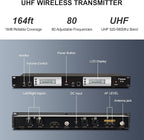 UHF Dual Wireless in-Ear Monitor System with Earphone, Metal Wireless IEM System, Sturdy Bodypack Receiver, 80 Adjustable Frequencies,164ft Range, Ideal for Stage & Studio (2 Bodypack)