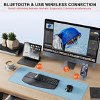 Ergonomic Wireless Keyboard Mouse Combo, MK835 Wave Keys Bluetooth/2.4G Split Design Ergo Keyboard with Cushioned Palm Rest, Multi-Device, Rechargeable, for Multi-OS, Windows/Mac/Android
