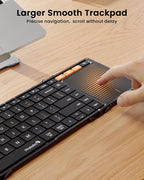 ProtoArc Foldable Keyboard with Touchpad, XK01 TP Folding Portable Keyboard, Full Size Keys, Large Trackpad Bluetooth Travel Keyboards for Laptop PC Tablet - Black